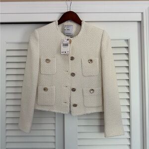 NWT Mango Ivory Tweed Lady Jacket, ivory